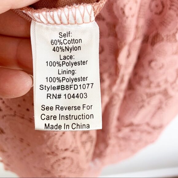 Blu Pepper Lace Mock Neck Mini Dress Pink Blush - Picture 15 of 15